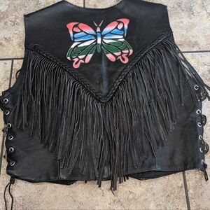 Barney's Leather Daytona Beach Women's Large Leather Butterfly Vest